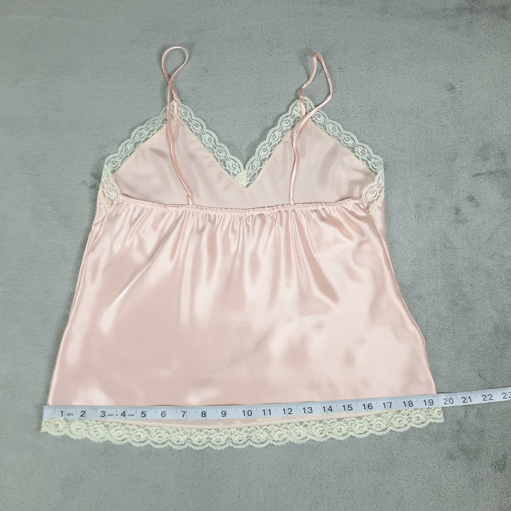 Vtg Cami Top Womens Medium Pink Satin Lace Camisole Coquette Ballet Core 90s 80s - Picture 11 of 12